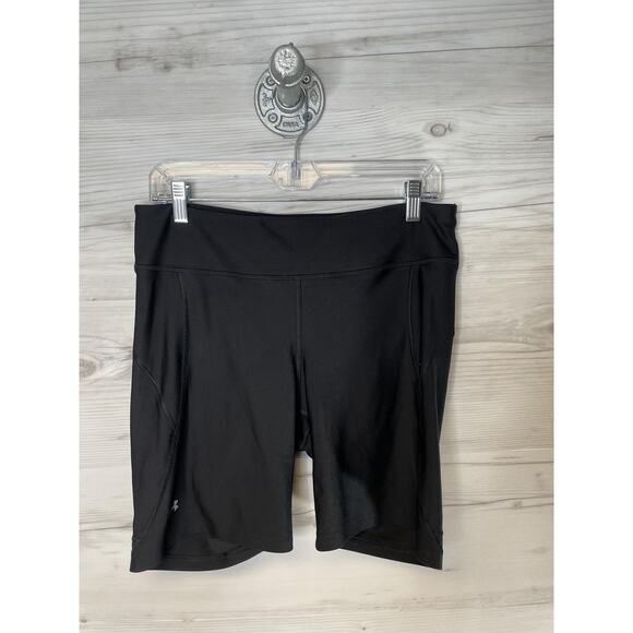 Under Armour Shorts Womens Large Black HeatGear Compression Biker Athletic - Picture 1 of 7